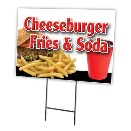 Cheeseburger Fries Soda Yard Sign & Stake Outdoor Plastic Coroplast Window